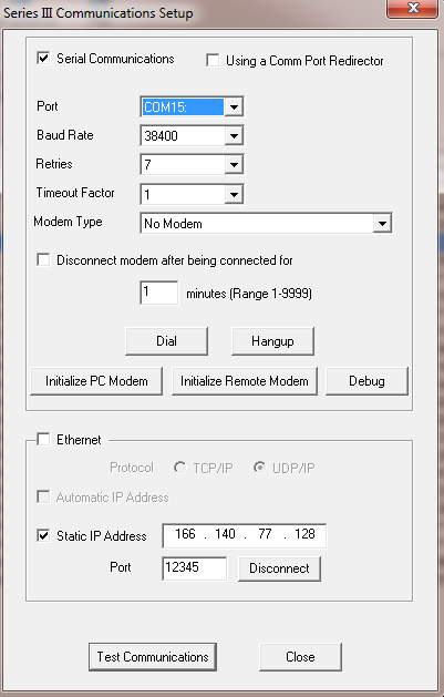 Unit Communications Setup