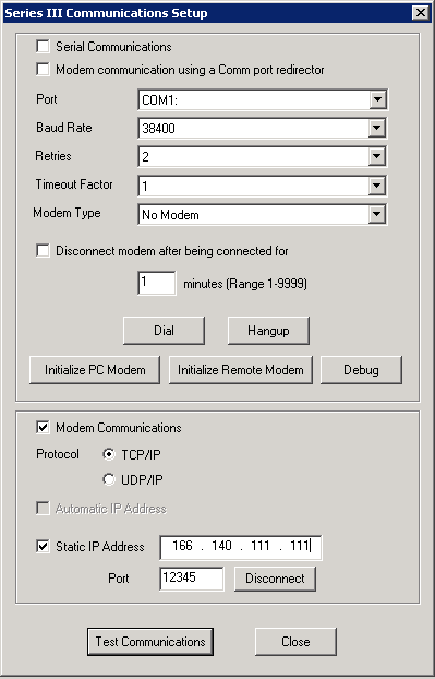 Unit Communications Setup Remote